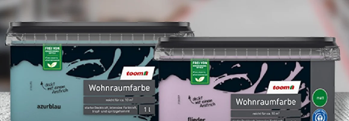 Zwei Farbdosen in Azurblau und Flieder